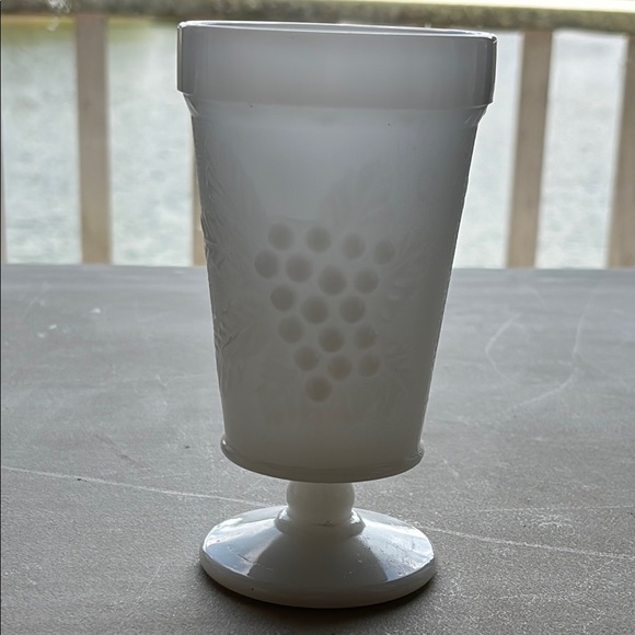 White Milk Glass Goblet - Picture 3 of 5
